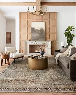 Loloi Layla 5'-0" X 7'-6" Area Rug in Olive/charcoal - Thick Area Rug, Soft Area Rug With, Vintage Inspired Distressed Design, Low Pile, Non-Shedding, Easy Clean, Durable Living Room Rug